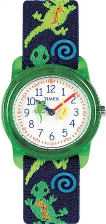 Timex Kids T72881 Lizards Watch with Multi-Colored Elastic Fabric Strap
