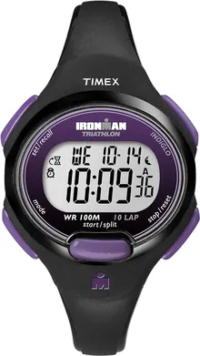 Timex Women's Ironman Triathlon Essential 10 34mm Watch – Black & Purple Case with Black Resin Strap