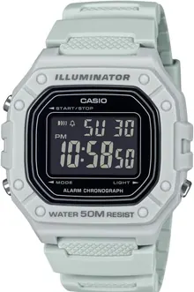 Casio W-218H Series | White Digital Watch with 7-Year Battery