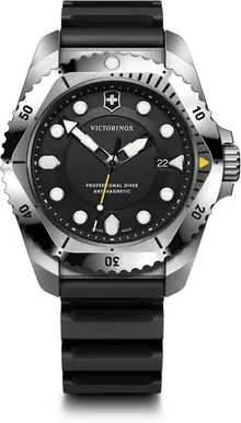 Victorinox Dive Pro Quartz Black Dial Black Rubber Strap Watch 43mm - 241990