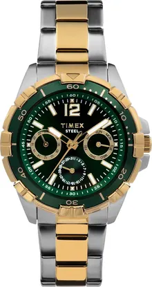 Timex Men's Premium Dress 44mm Watch - Two-Tone Bracelet Green Dial