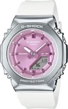 Casio G-Shock Pink Dial White Resin Women's Octagonal Watch GMS2110-7A6