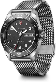 Victorinox Swiss Army Quartz Black Dial Mesh Stainless Steel Watch 42mm