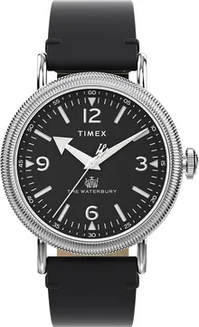 Timex Men's Waterbury Traditional 40mm Watch - Black Strap Black Dial Silver-Tone Case