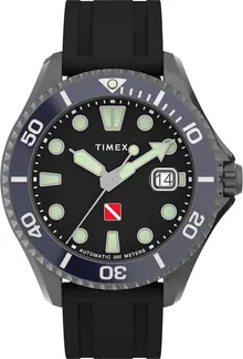 Timex Men's Deep Water 44mm Watch - Black Strap Black Dial Gunmetal Case