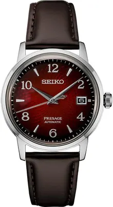 Seiko Presage Red SRPE41 Brown Leather Automatic Men's Watch