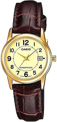 Casio Women's LTPV002GL-9B Brown Leather Quartz Watch