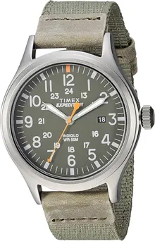Timex Men's Expedition Scout 40mm Watch – Gray Case Green Dial with Green Fabric Strap