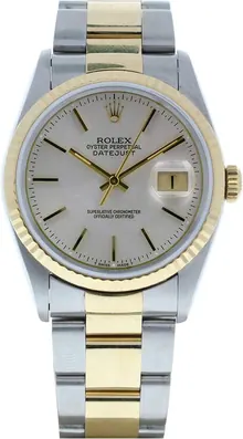 Rolex Men's Datejust Model 16233 Steel & 18k Gold Oyster Band Silver Dial