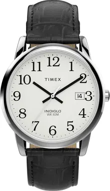 Timex Men's Easy Reader 35mm Watch - Black Strap White Dial Silver-Tone Case