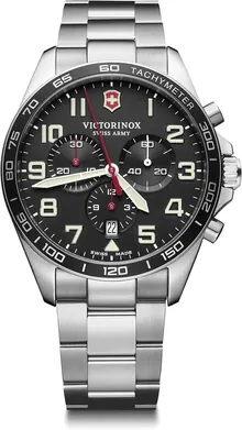 Victorinox Fieldforce Chrono Black Dial Stainless Steel Bracelet Watch 42mm