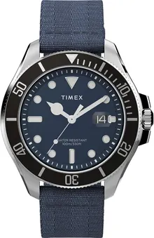 Timex Men's Harborside Coast 44mm Watch - Blue Strap Blue Dial IP Steel Case