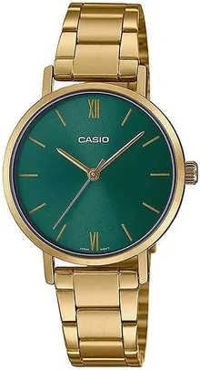 Casio LTP-VT02G-3A Women's Minimalistic Gold Tone Stainless Steel Green Dial Watch