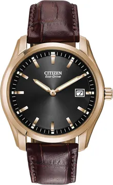 Citizen Men's Classic Eco-Drive Leather Strap Watch: Timeless Elegance