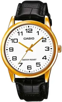 Casio Men's MTPV001GL-7B Black Leather Quartz Watch