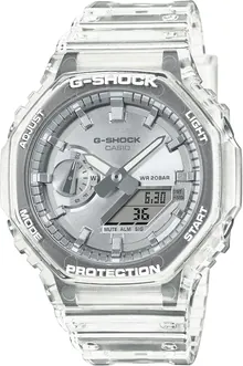 Casio G-Shock Octagonal Silver Dial Translucent Resin Watch GA2100BM-7A8