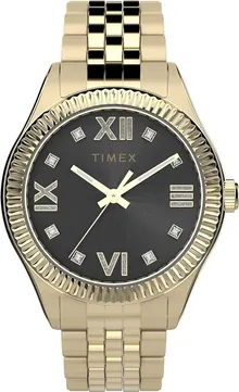 Timex Women's Waterbury Legacy 34mm Watch – Black Dial Gold-Tone
