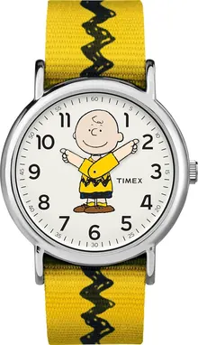 Timex Unisex Adult Analogue Classic Quartz Watch with Nylon Strap, Charlie Brown, TW2R41100