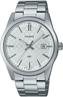 Casio Men Watch Analog Date Display White Dial Stainless Steel Band MTP-VD03D-7AUDF