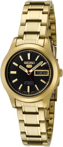 Seiko Women's SYMD96 5 Automatic Black Dial Gold-Tone Stainless Steel Watch