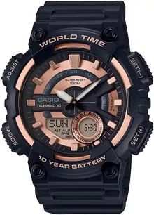 Casio AEQ110BW Series | Men’s Analog-Digital Watch | Black/Rose Gold