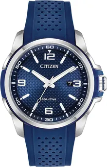 Citizen Men's Eco-Drive Weekender Watch in Stainless Steel with Blue Dial