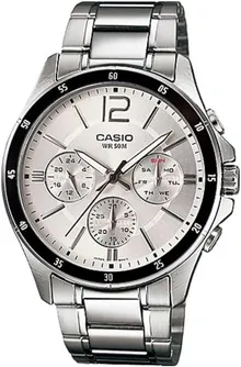 Casio #MTP1374D-7AV Men's Standard Metal Band Multi-Function Silver Dial Watch