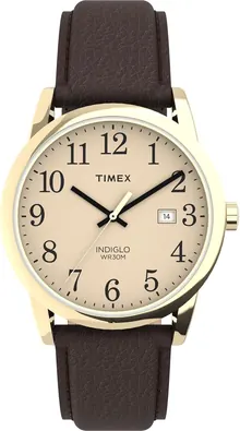 Timex Men's TW2P75800 Easy Reader 38mm Brown/Gold-Tone/Cream Leather Strap Watch