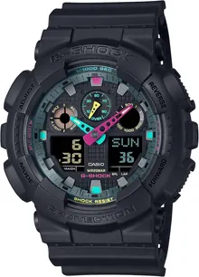 G-Shock Casio GA-100 Series Analog-Digital Multi-Color Black Resin Watch