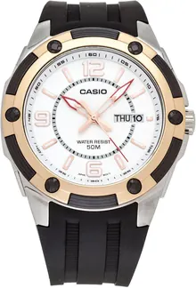 Casio Men's Core MTP1327-7A1V Black Resin Quartz Watch with White Dial
