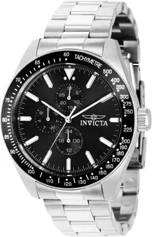 Invicta Aviator Men 45mm Stainless Steel Silver Black Dial VH67 Quartz Watch