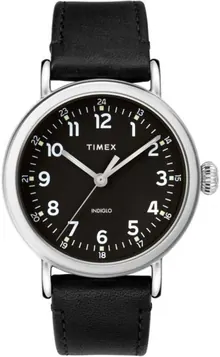 Timex Men's Standard 40mm Watch – Gray Dial & Silver-Tone Case with Olive Genuine Leather Strap