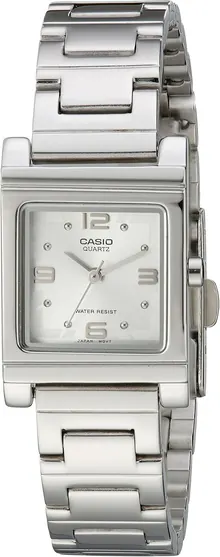 Casio Women's LTP1237D-7A Silver-Tone Shell White Dial Watch