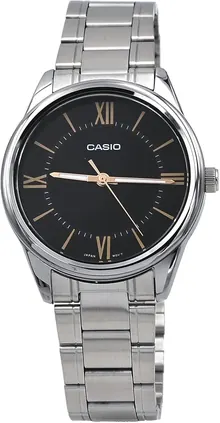 Casio MTP-V005D-1B5 Men's Standard Stainless Steel Roman Black Dial Analog Watch