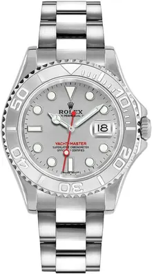 Rolex Men's Stainless Steel and Platinum Yachtmaster Silver Factory Dial