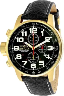 Invicta Men's I-Force Left Handed Quartz Watch with Leather Strap, Black