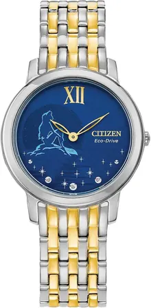 Citizen Eco-Drive Ladies' Disney Princess Ariel "Sea the Real Me" Two Tone Gold Tone Diamond Watch
