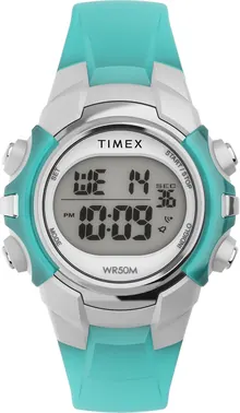 Timex Men's Digital 33mm Watch - Blue Strap Digital Dial Silver-Tone Case