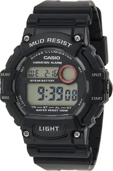 Casio Mud Resistant Stainless Steel Quartz Watch with Resin Strap