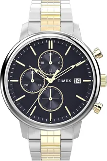Timex Men's Chicago 45mm Watch - Two-Tone Strap Blue Dial Two-Tone Case