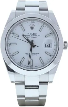 Rolex Men's 41mm Datejust Model 126300 Oyster Band White Index Dial & Smooth Bezel
