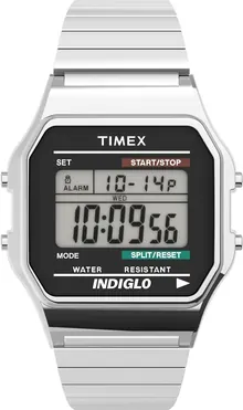 Timex Men's T78587 Classic Digital Silver-Tone Stainless Steel Expansion Band Watch