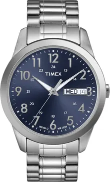 Timex Men's South Street Sport 36mm Watch – Silver-Tone Case Blue Dial