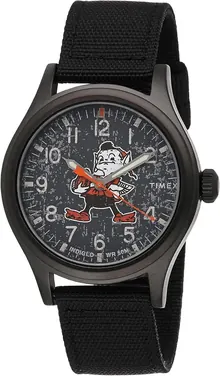 Timex Men's NFL Scout 40mm Watch – Cleveland Browns with Black Fabric Strap