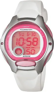 Casio Women's LW200-7AV White Resin Strap and Pink Dial Digital Watch