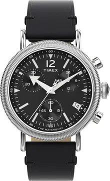 Timex Men's Waterbury Traditional 40mm Watch - Black Strap, Black Dial, Silver-Tone Case