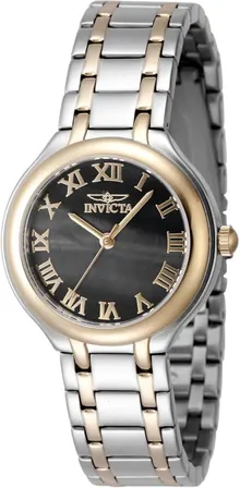 INVICTA Wildflower Lady 32mm Stainless Steel Gold + Steel Black Dial PC21J Quartz