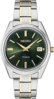 Seiko Men's Essential TI TT Green Dial Watch