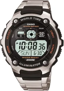 Casio Men's AE2000WD-1AV Silver-Tone Multi-Functional Digital Sport Watch