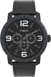 Timex Men's Mod 44mm Watch: Black Strap, Black Dial, Black Case